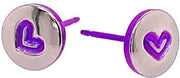 Ti2 Titanium Heart Stud Earrings - Purple