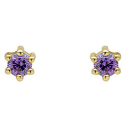 Beginnings 3mm Crystal Stud Earrings - Gold/Purple