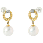 Pearls of the Orient Twisted Round Pearl Drop Earrings - Gold/White/Silver
