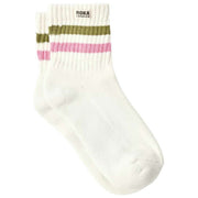 Roka Windosr Stripe Crew Socks - Avocado/Pink Carnation