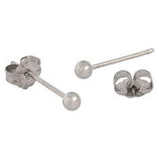 Ti2 Titanium 3mm Round Bead Stud Earrings - Natural