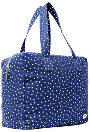 Roka Sloane Medium Cotton Canvas Shoulder Bag - Navy Polka Dot