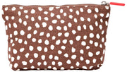 Roka Maida Vale Small Cotton Canvas Pouch - Brown Dot
