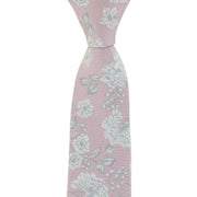 Michelsons of London Climbing Spring Floral Silk Tie - Dusty Pink/Silver