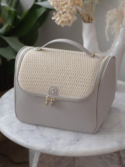 Stackers Large Cosmetic Case - Taupe Raffia