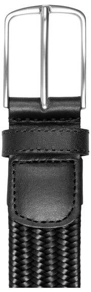 Dents Braided Leather Belt - Black
