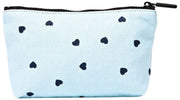 Roka Maida Vale Small Cotton Canvas Pouch - Heart Print Blue