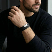 steel-barnett-bonacci-layered-multi-strand-leather-bracelet---black-35896635