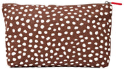 Roka Maida Vale Medium Cotton Canvas Pouch - Brown Dot