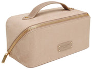 Alice Wheeler London Kensington Suede Train Case - Mink Cream