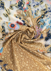 Powder Cotton Poplin Floral Hedgerow Print Scarf - Moss Green