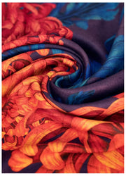 Powder Chrystanthemum Lux Print Scarf - Orange