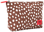 Roka Maida Vale Small Cotton Canvas Pouch - Brown Dot