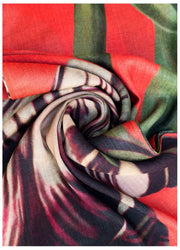 Powder Tulip Wool Wrap Scarf - Red