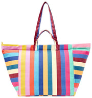 Roka Marylebone Large Cotton Canvas Oversized Tote Bag - Wide Multi Stripe
