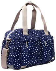 Roka Gatwick Small Recycled Canvas Duffle Bag - Navy Polka Dot