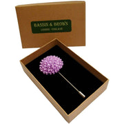 Bassin and Brown Chrysanthemum Flower Lapel Pin - Lilac