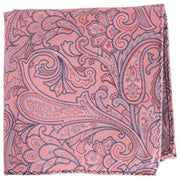 Knightsbridge Neckwear Paisley Silk Pocket Square - Pink/Blue
