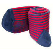 Bassin and Brown Vertical Stripe Midcalf Socks - Mid Blue/Deep Pink