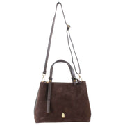 Franchetti Bond Clara Medium Tote Bag  - Chocolate Suede/Dollaro