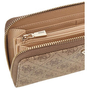GUESS Laurel II Large Zip Around Purse - Latte Brown Logo