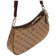 GUESS Noelle II Top Zip Shoulder Bag - Latte Brown Logo