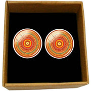 Bassin and Brown Bohemian Swirl Cufflinks - Orange/Red/Green