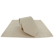 Michelsons of London Semi Plain Tie and Pocket Square Set - Taupe
