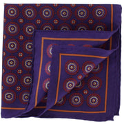 Michelsons of London Vintage Medallion Silk Pocket Square - Purple