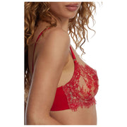 Skarlett Blue Entice Lace Balconette Bra - Bright Cherry/Nylon Tan