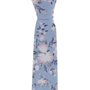 Michelsons of London Textured Springtime Floral Polyester Tie and Pocket Square Set - Blue/Pink