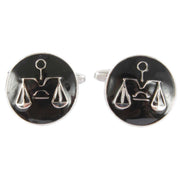 David Van Hagen Scales of Justice Cufflinks - Black/Silver