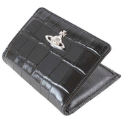 Vivienne Westwood Embossed Croc Slim Flap Card Holder Purse - Black