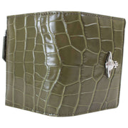 Vivienne Westwood Embossed Croc Slim Flap Card Holder Purse - Khaki