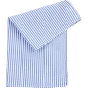 Knightsbridge Neckwear Striped Cotton Pocket Square - Sky Blue/White