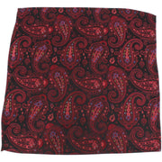 Knightsbridge Neckwear Paisley Silk Pocket Square - Black/Wine