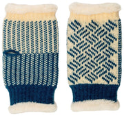 Elie Beaumont Knitted Wrist Warmers - Teal Basketweave