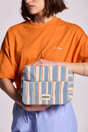 Hindbag Alix Extra Large Toiletry Bag - Orange/Blue Stripes