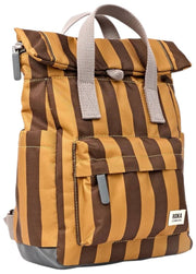 Roka Canfield B Small Recycled Canvas Backpack - Brown Stripe
