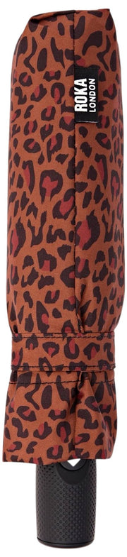 Roka Waterloo Recycled Nylon Umbrella - Mini Leopard Brown