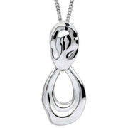 Beginnings Molten Oval Doorknocker Drop Pendant - Silver