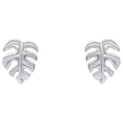Beginnings Monstera Leaf Stud Earrings - Silver