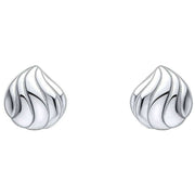 Beginnings Organic Wave Teardrop Stud Earrings - Silver