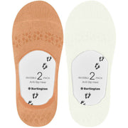 Burlington Everyday 2-Pack Invisible Socks - Off White Neon Red