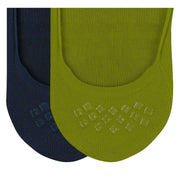 Burlington Everyday 2 Pack No Show Socks - Moss Green/Navy