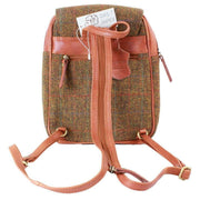 Das Impex Harris Tweed Small Leather Backpack - Tan/Brown/Green