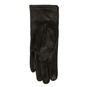 Dents Contrast Trim and Bow Touchscreen Velour-Lined Faux Suede Gloves - Black