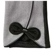 Dents Contrast Trim and Bow Touchscreen Velour-Lined Faux Suede Gloves - Dove Grey