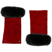 Dents Eva Trim Fingerless Suede Mittens - Berry/Black