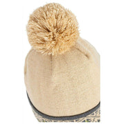Dents Fair Isle Brim Bobble Hat - Toffee Beige/Charcoal Grey